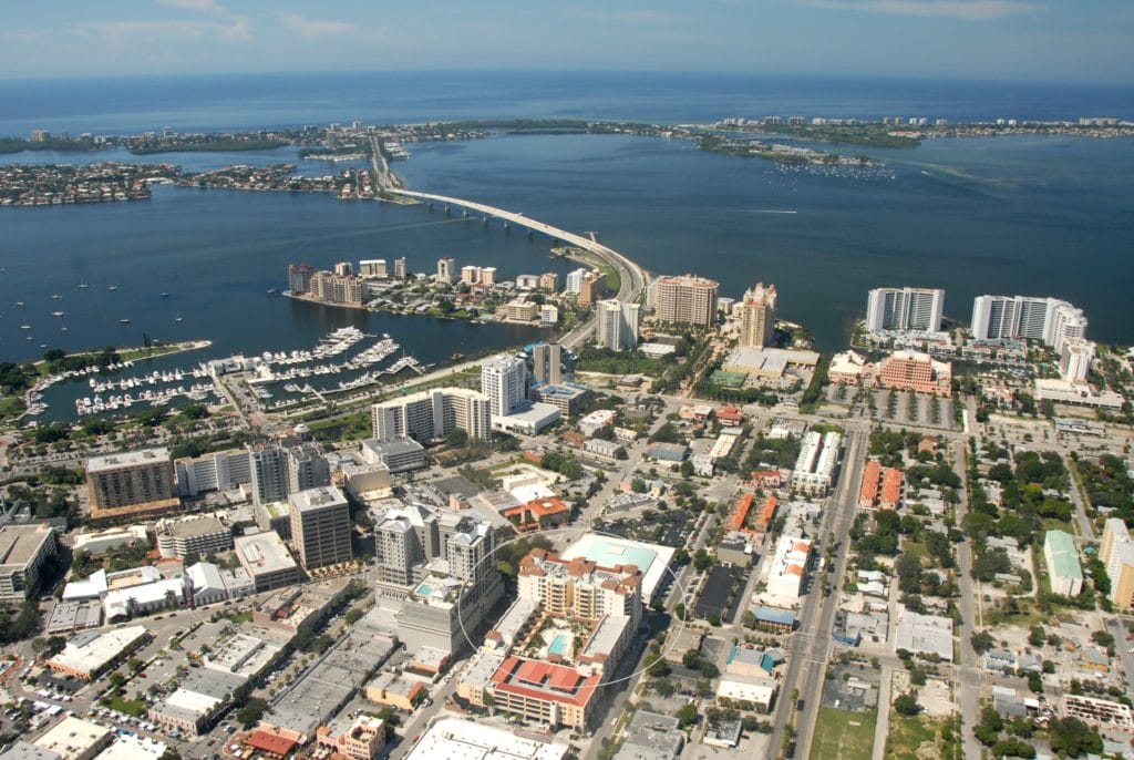 100 Central Condos in Sarasota Aerial