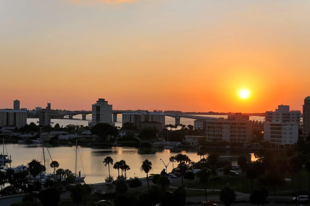 Bay Plaza Condos in Downtown Sarasota Sunset