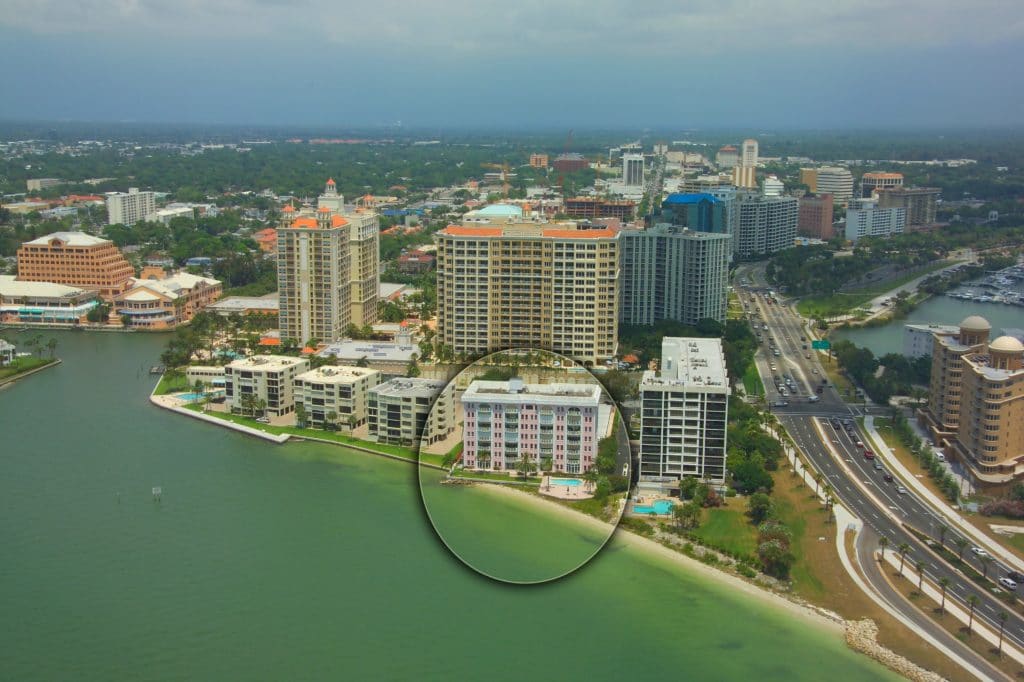 Le Chateau Sarasota Condos for Sale | Downtown Sarasota 1 Le Chateau in Sarasota Condos Aerial