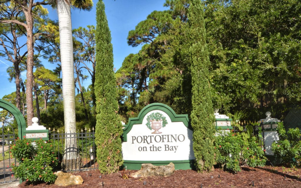 Portofino on the Bay in Sarasota Entrance Sign