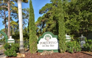 Portofino on the Bay in Sarasota Entrance Sign