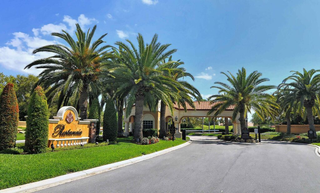 Villa D'Este Villas for Sale | Palmer Ranch Sarasota 6 Gated residential community entrance in Palmer Ranch, Sarasota, Florida