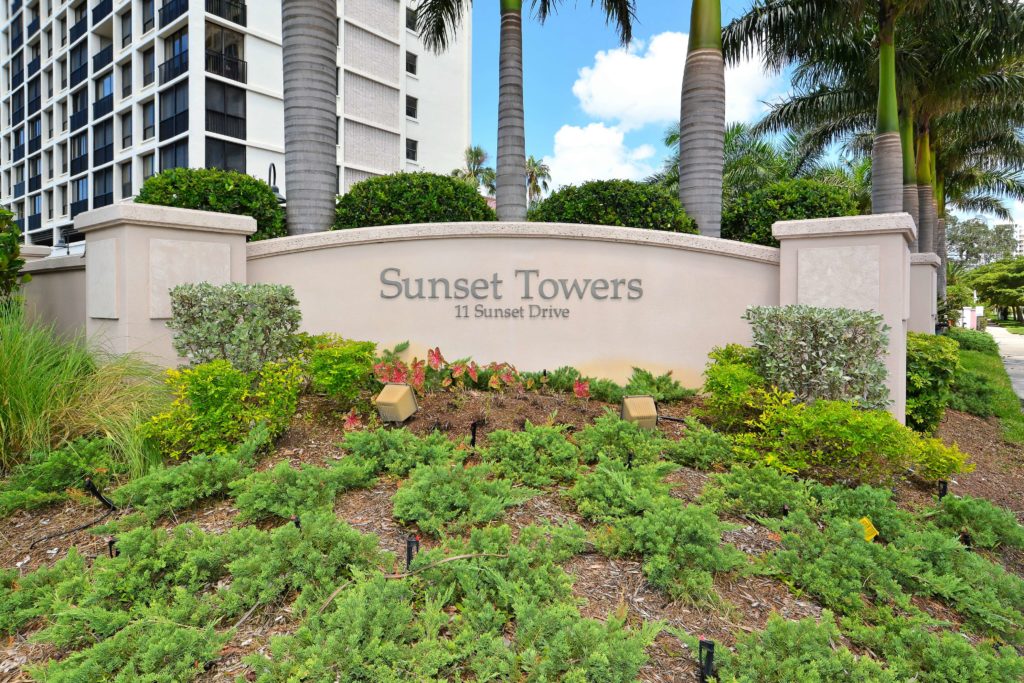 Sunset Towers in Sarasota Condos for Sale Entrance Sign