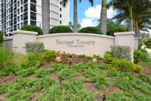 Sunset Towers in Sarasota Condos for Sale Entrance Sign